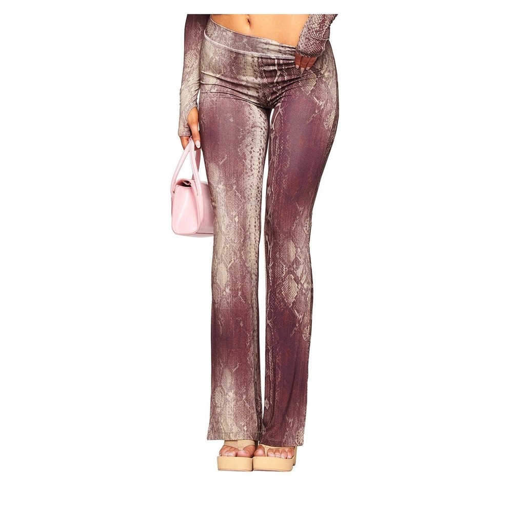 I.AM.GIA Mauve Snake-Print Flare Pants